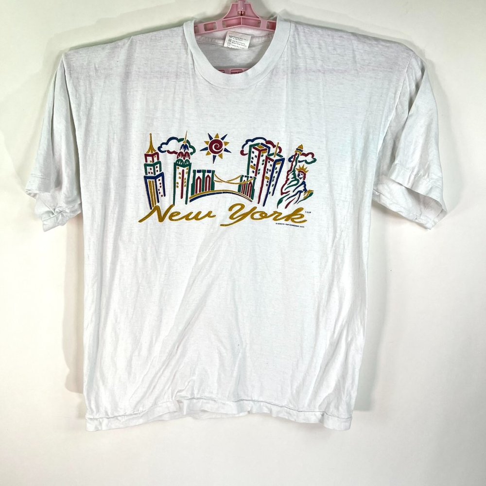 New York Art T Shirt Adult Size XL White F&M Expressions Graphic Tee